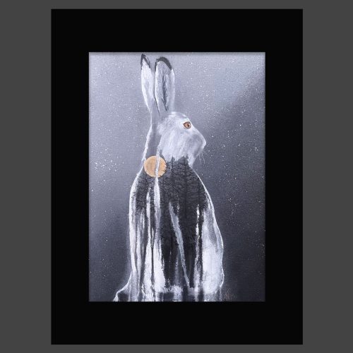 Taideprintti mustalla paspatuurilla -"Metsän takana on kevät"