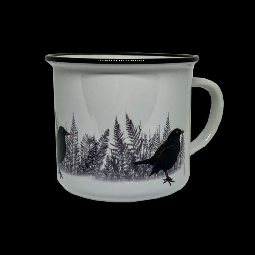 Kahvimuki, mustarastaan ja saniaisten kuvio