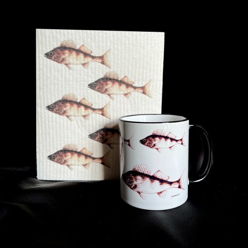 "Kalat" keramiikkamuki ja siivousliina