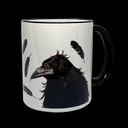 Keraaminen muki - "Korppi ja sulat"