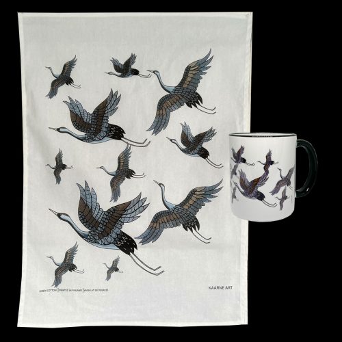 "Kurjet" -keittiöpyyhe ja keramiikkamuki