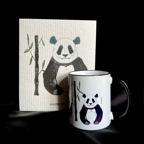 "Panda" keramiikkamuki ja siivousliina