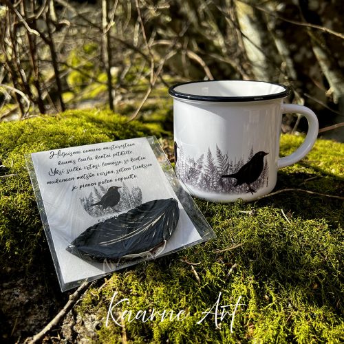 Mustarastas -taidemuki ja magneetti